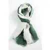 100% Linen Ombre Scarf – Gradient Green To Ivory Dupatta 1