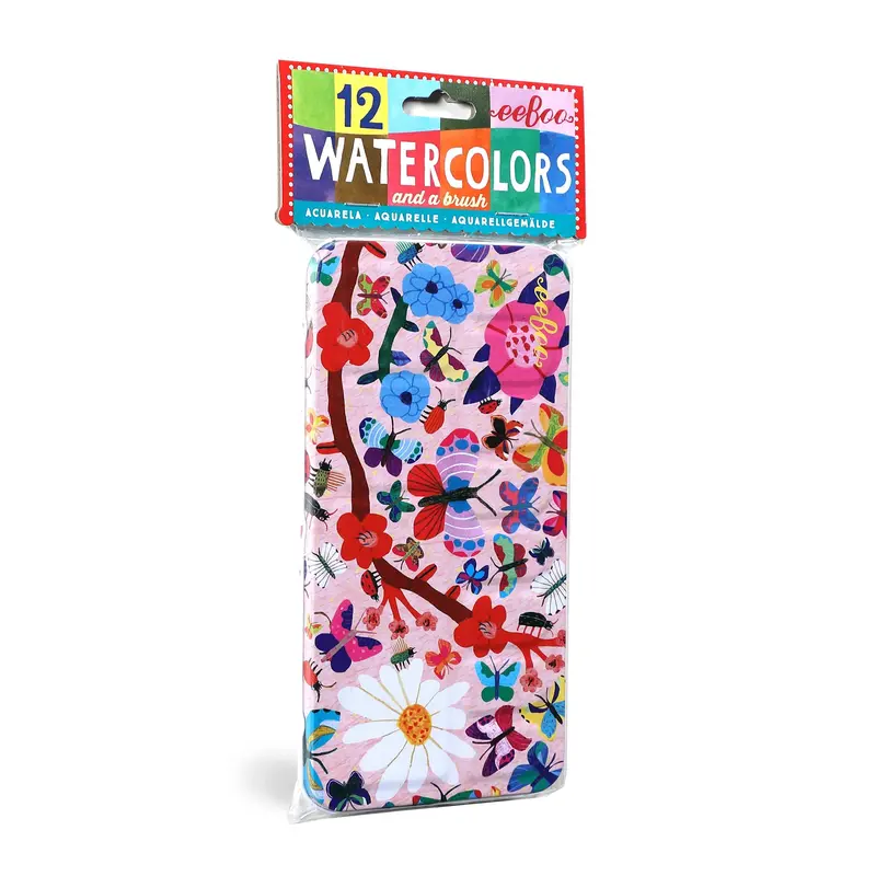 12-Color Butterfly-Illustrated Watercolor Set In Tin 1
