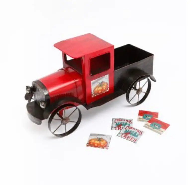 18.6-Inch Antique-Style Red And Black Metal Delivery Truck 1