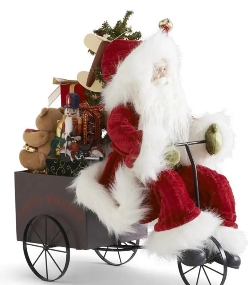 18-Inch Santa On Tricycle Toy Cart Figure 1