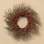 24-Inch Twig Harvest Wreath With Artificial Berries – Rustic Seasonal Accent 1