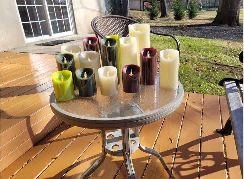 4.25-Inch Brown/Mustard Led Flameless Pillar Candle – Petite Real-Wax Style 1