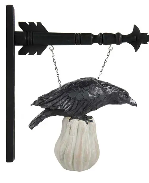 9.75-Inch Resin Crow Perched On White Pumpkin – Arrow Replacement 1