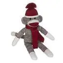 Adorable Sock Monkey Toy With Red Knit Scarf 1