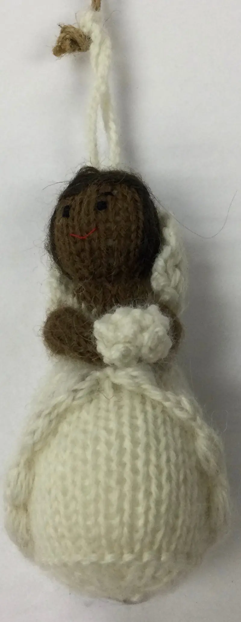 African American Bride Ornament – Hand-Knit Wool 1