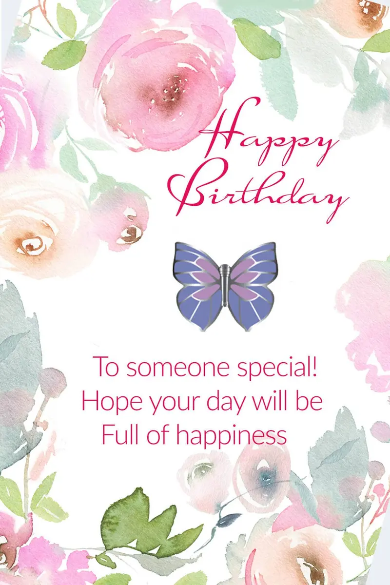 Angel Sayings Birthday Card: 'Happy Birthday To Someone Special!' Featuring Butterfly Accent Pin 1