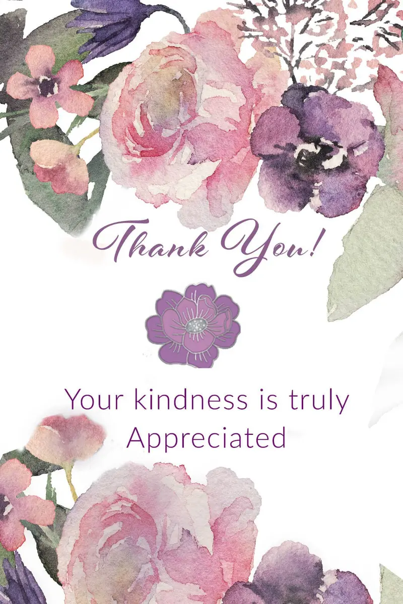 Angel Sayings Thank-You Card With Floral-Themed Enamel Pin Included 1