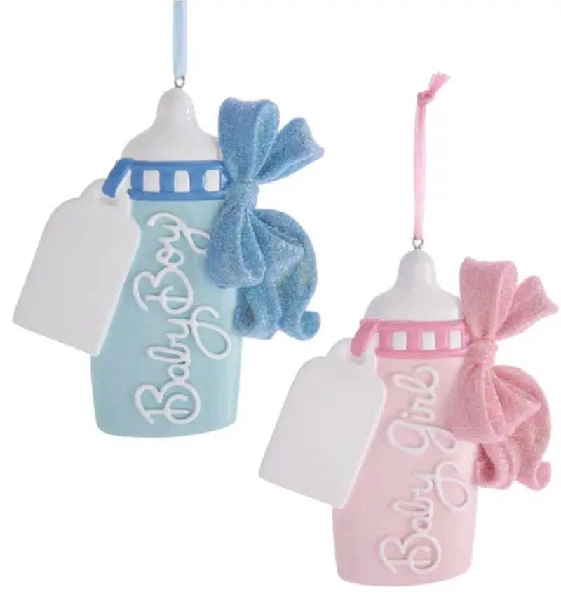 Baby’S First Christmas Personalized Bottle Ornament – Pink Or Blue Option 1