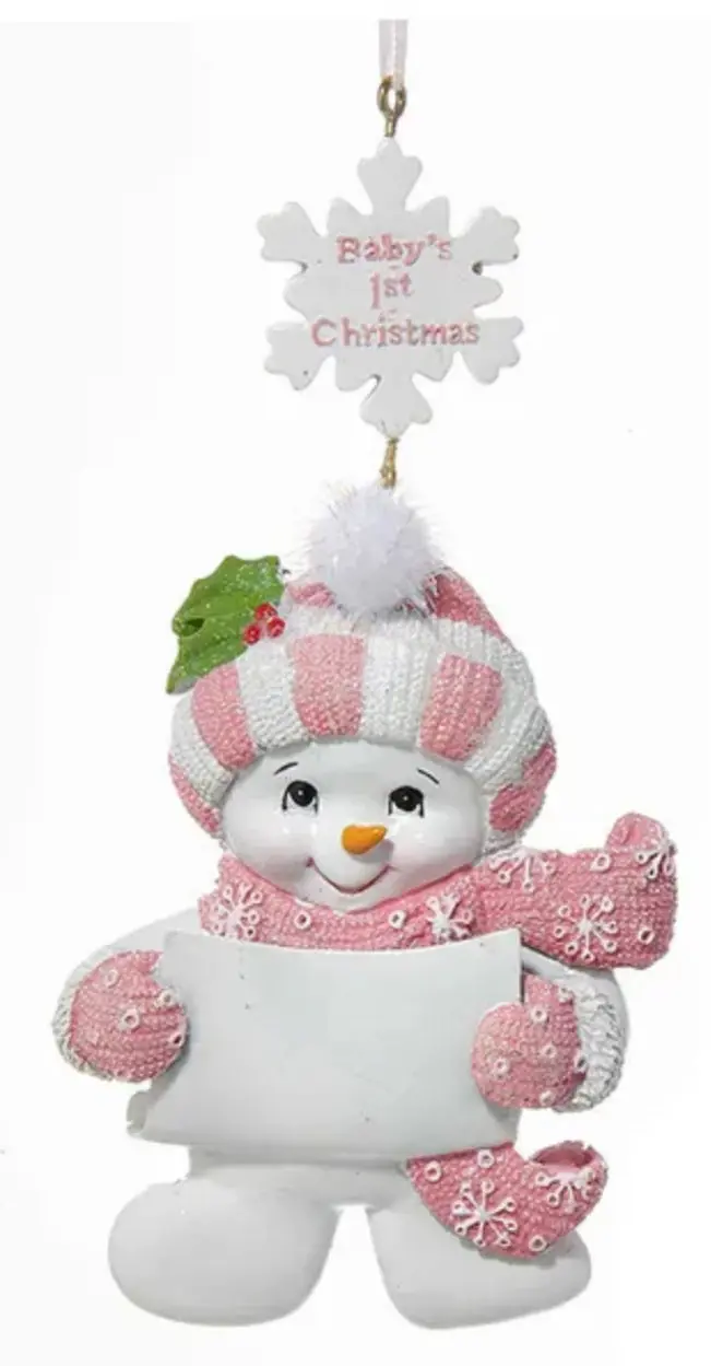 Baby’S First Christmas Snow Baby Ornament – Girl Version With Rosy Cheeks 1