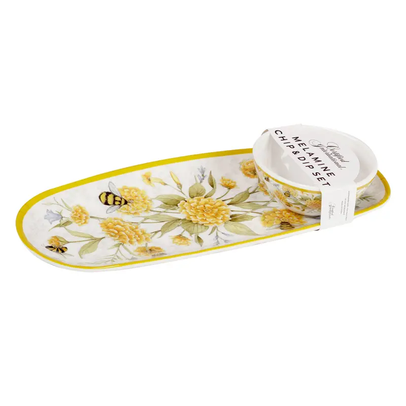 Bee Sweet Oval Serving Tray & Dip Bowl Set – 15" X 6" Tray + 4.75" X 2" Bowl 1