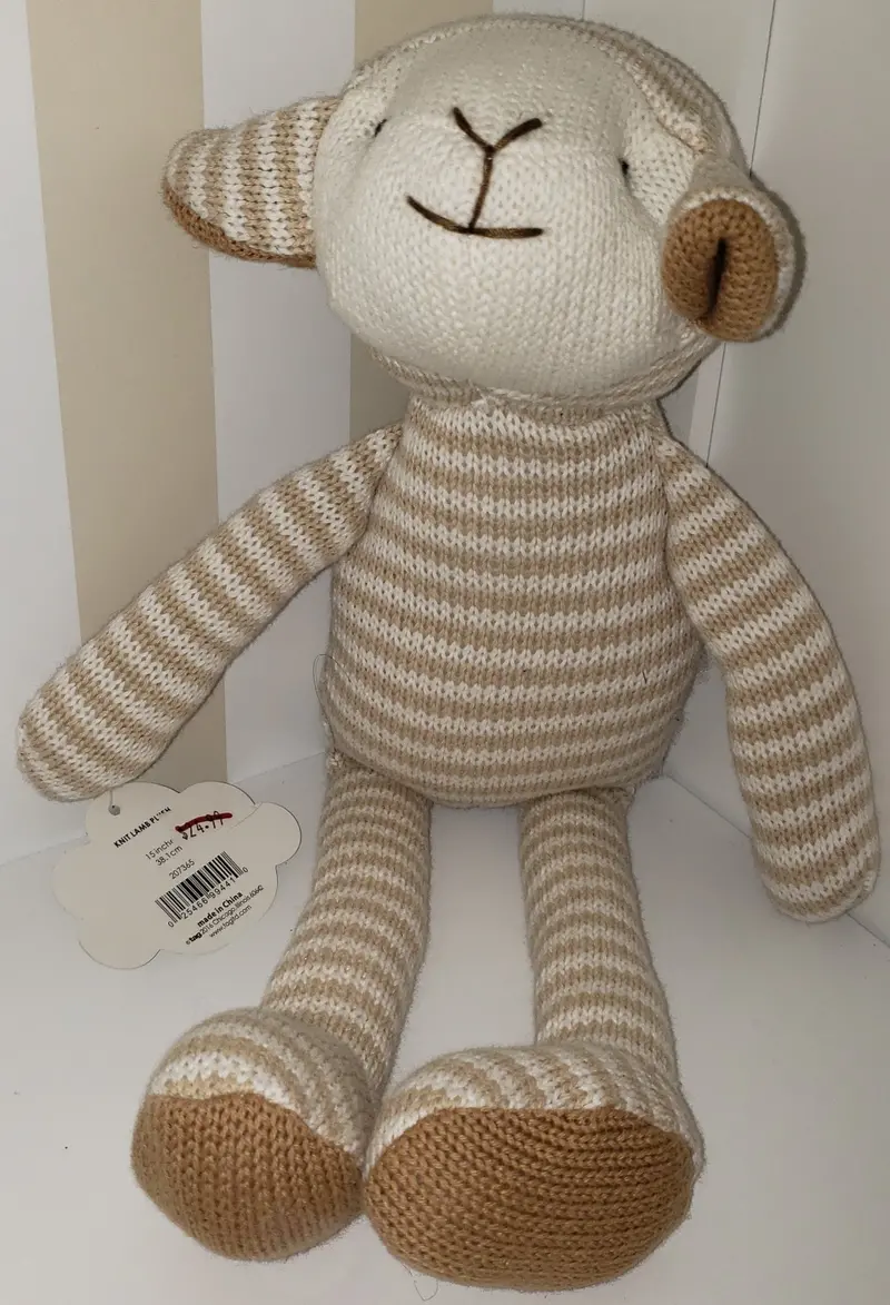 Beige Knit Lamb Plush Toy 1
