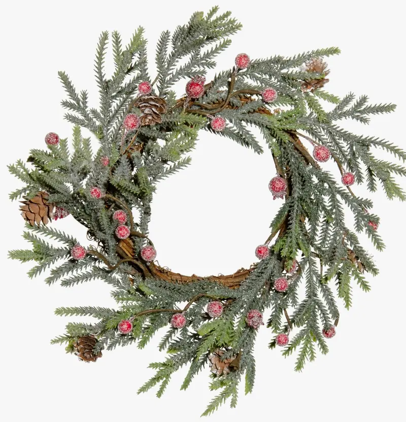 Berry-Adorned Mountain Pine Wreath – 12-Inch Candle Ring 1