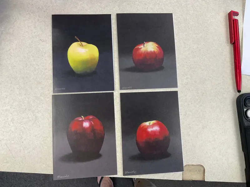 Bill Finewood Artistic Note Cards (4-Pack, 4×5.5") – Apple Illustration Series 1
