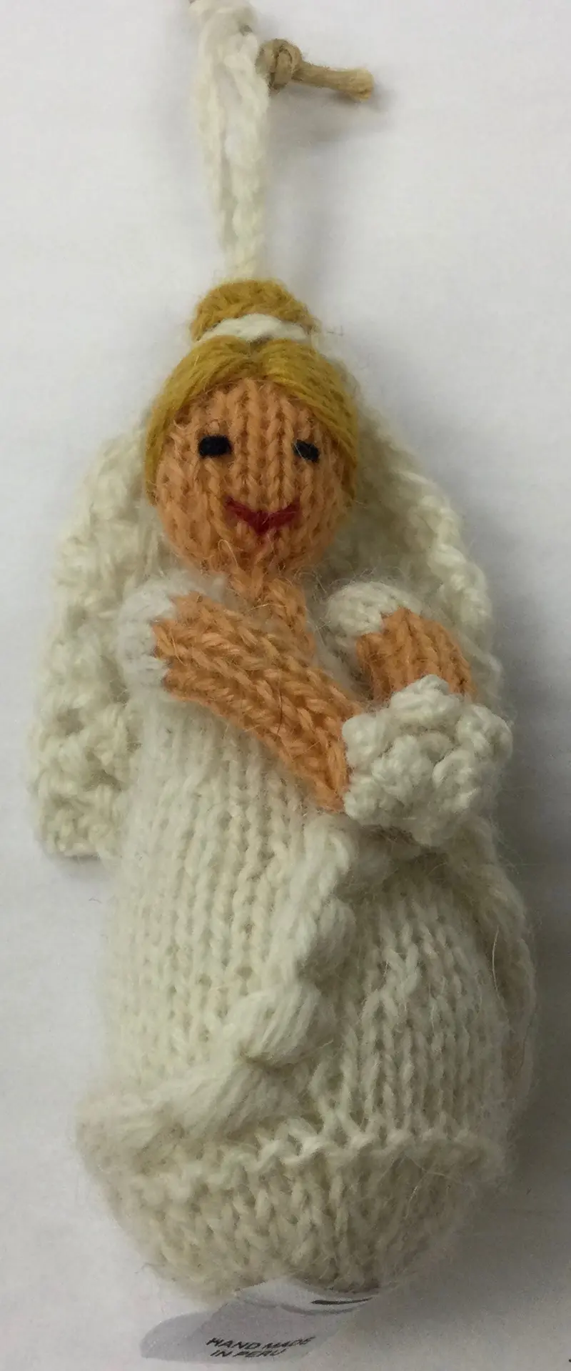 Blonde Bride Ornament – Hand-Knit Wool Design 1