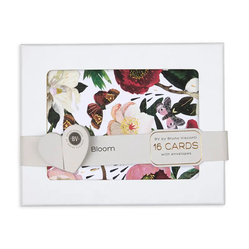 "Bloom" Notecard Collection – 16 Cards + Envelopes By Bv Bruno Visconti (4 Botanical Designs) 1