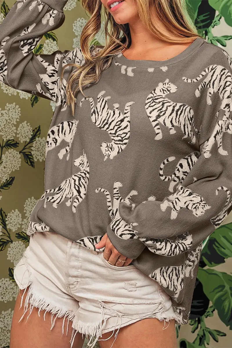 Bold Tiger Print Knit Sweater 1