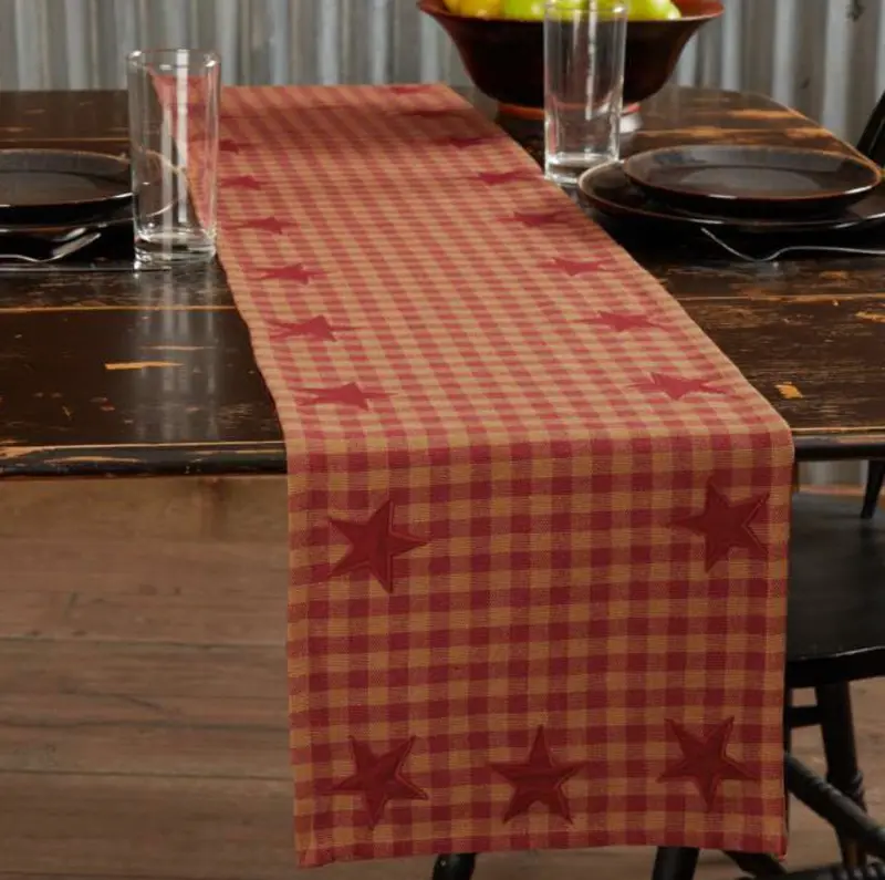 Burgundy Star Woven Runner – 13X72 Inches (Mayflower Market Primitive) 1