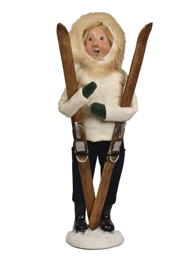 Byers' Choice Skiing Woman Figurine – Artisan-Crafted Winter Ornament (Model 1253W, 2025 Release) 1