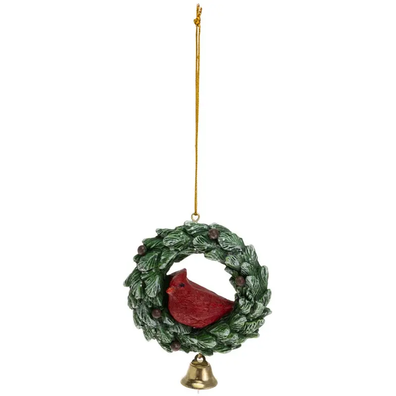 Cardinal Wreath Christmas Ornament With Bell – Boston International 1