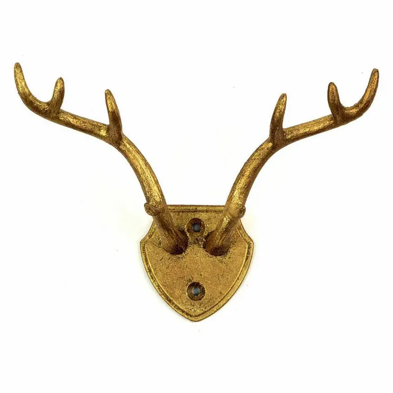 Cast Iron Antler Wall Hook With Gold Leaf Finish 1