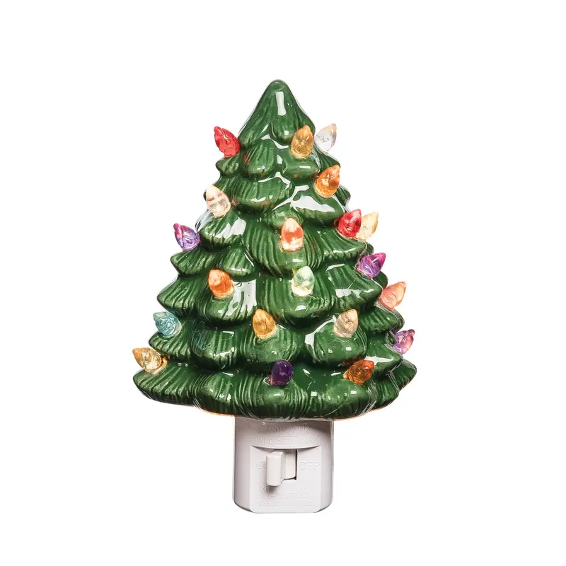 C&F Home Christmas Tree Night Light – Green Illuminated Tabletop Accent 1