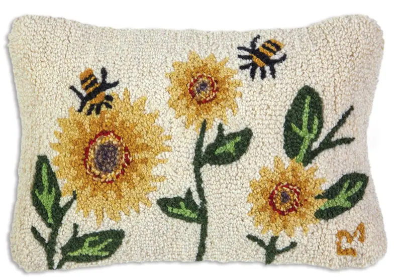 Chandler 4 Corners Sunflower & Bee 12"X18" Wool Pillow 1