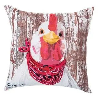 Chicken Motif Indoor-Outdoor Pillow By Two Can Art For C&F 1
