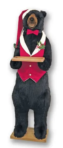 Christmas Butler Bear – 58" Black Plush With Smile 1