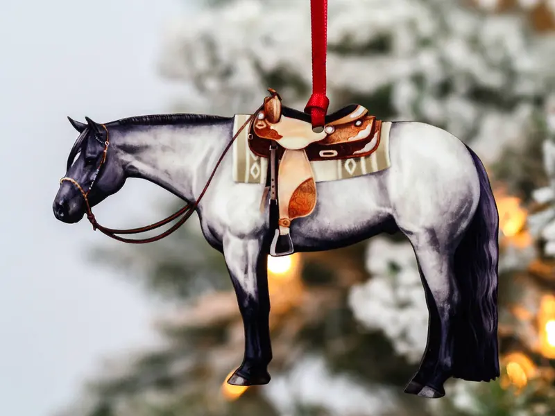 Classy Equine Blue Roan Western Quarter Horse Ornament – Detailed Equine Decor 1
