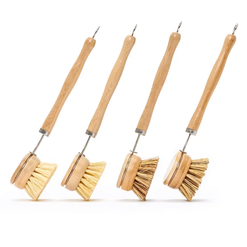 Desesh Long-Handle Wood & Metal Dish Brush – Soft Light Bristles, Plastic-Free 1