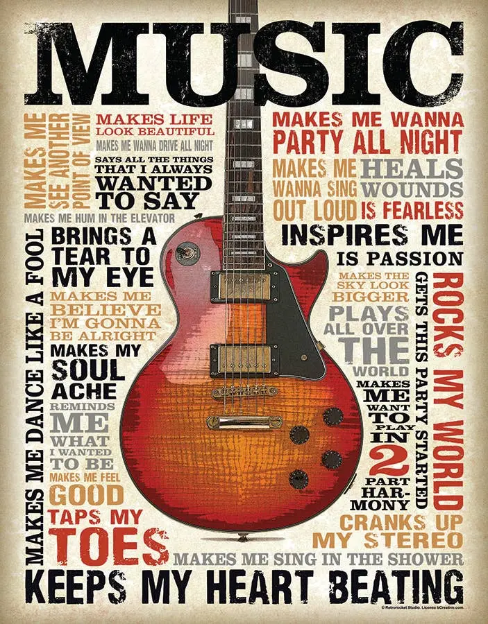 Desperate Enterprises Music Inspires Me Inspirational Tin Sign 1