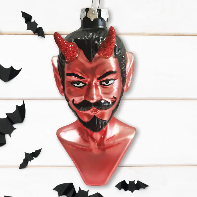 Devil Head Glass Ornament – Halloween-Inspired Holiday Decor 1