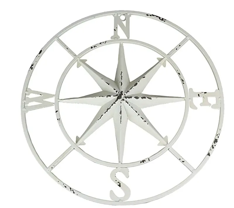 Distressed Compass Rose Wall Hanging – Indoor/Outdoor Decor 1