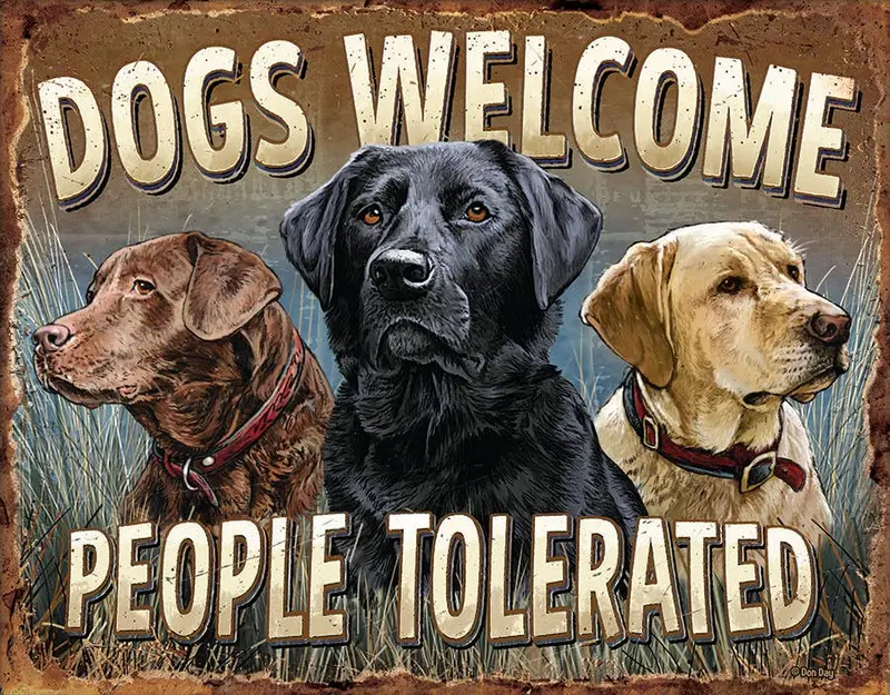 Dogs Welcome Vintage Tin Sign – Desperate Enterprises 1