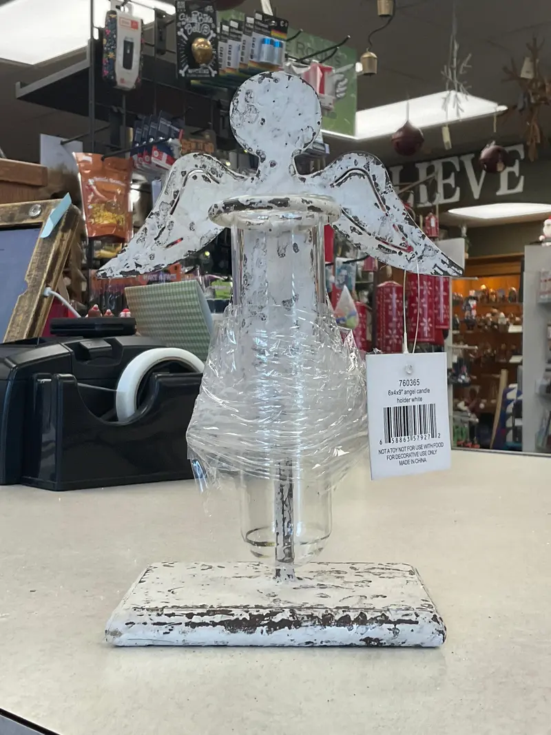 Elegant White Angel Candle Holder – 6" X 4" X 9" | Shea’S Wildflower Co. 1