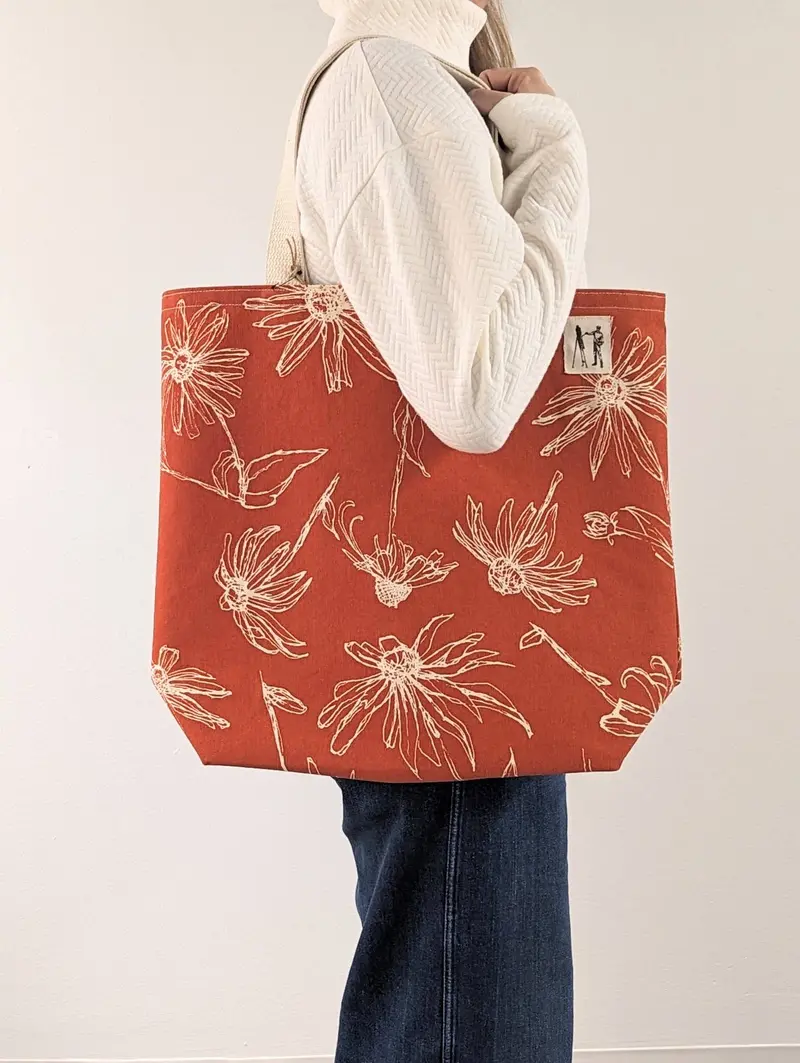 Eric & Christopher Black-Eyed Susan Canvas Tote Bag In Orange Peel Hue 1
