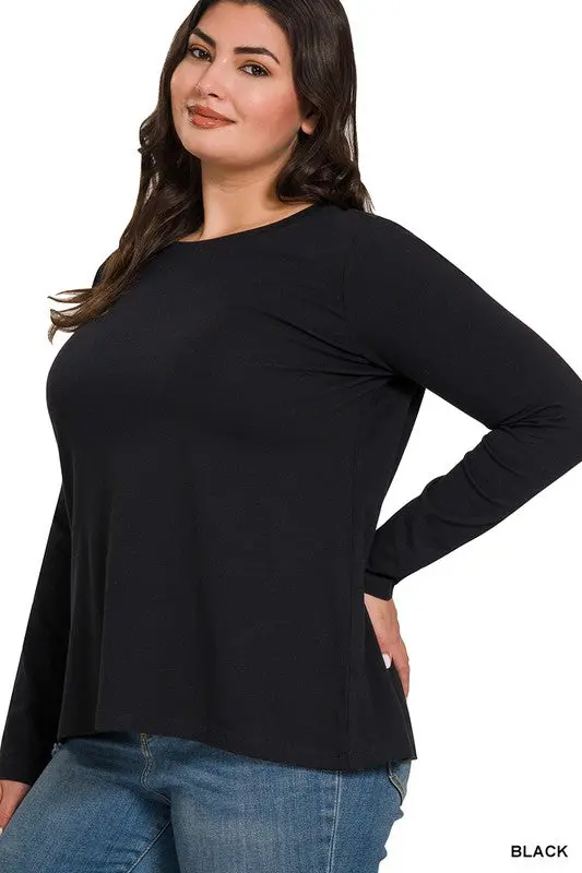 Extended-Size Long-Sleeve Layering Top 1
