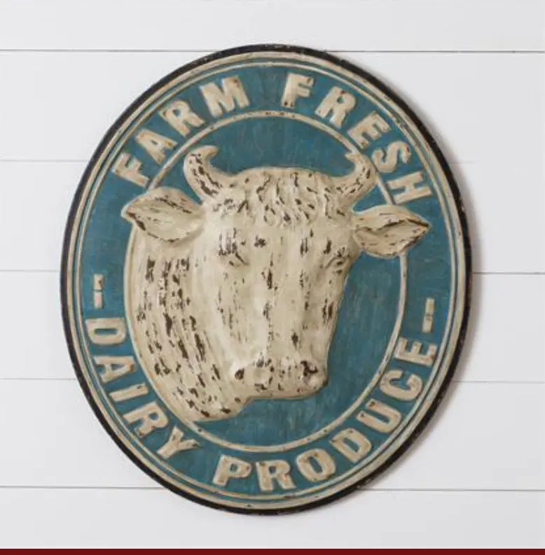 Farm Fresh Dairy Produce Wall Sign – Rustic Farmhouse Decor 1