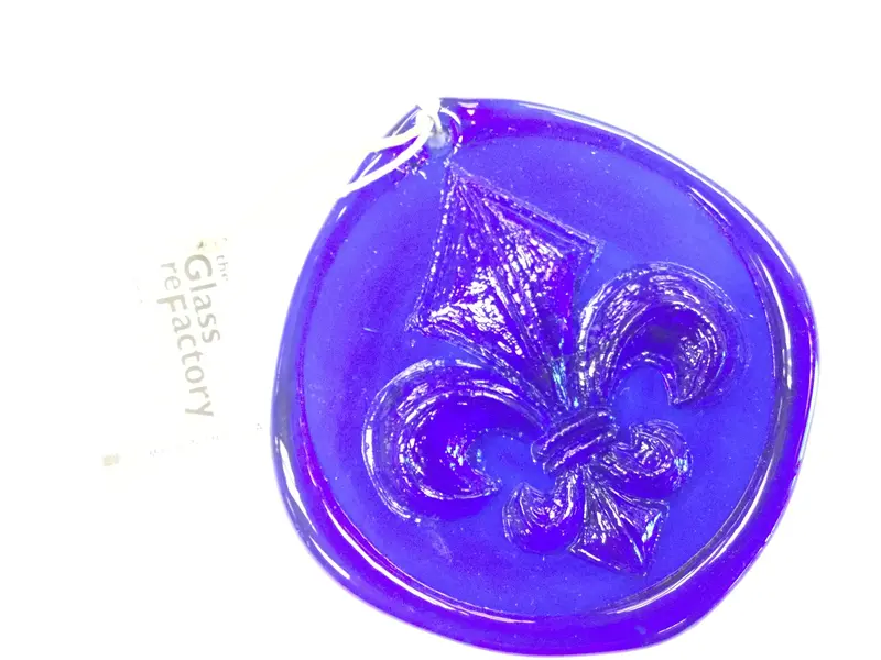 Fleur De Lis Recycled Glass Sun Catcher (Blue) 1