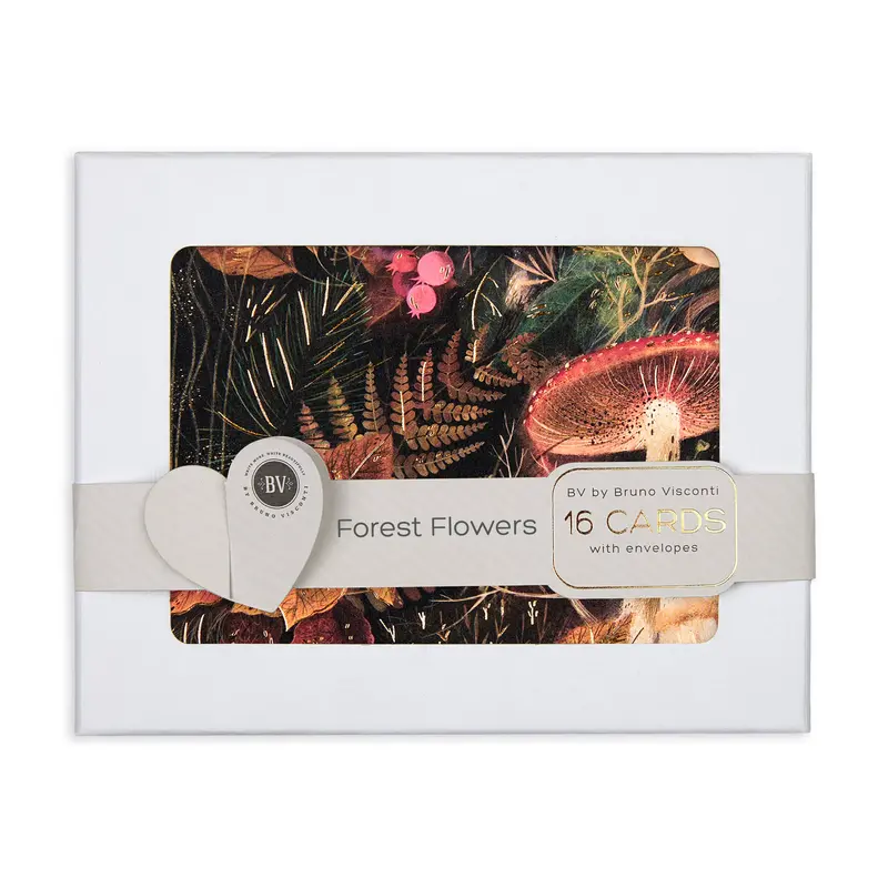 "Forest Flowers" Notecard Collection – 16 Cards + Envelopes By Bv Bruno Visconti (4 Designs) 1