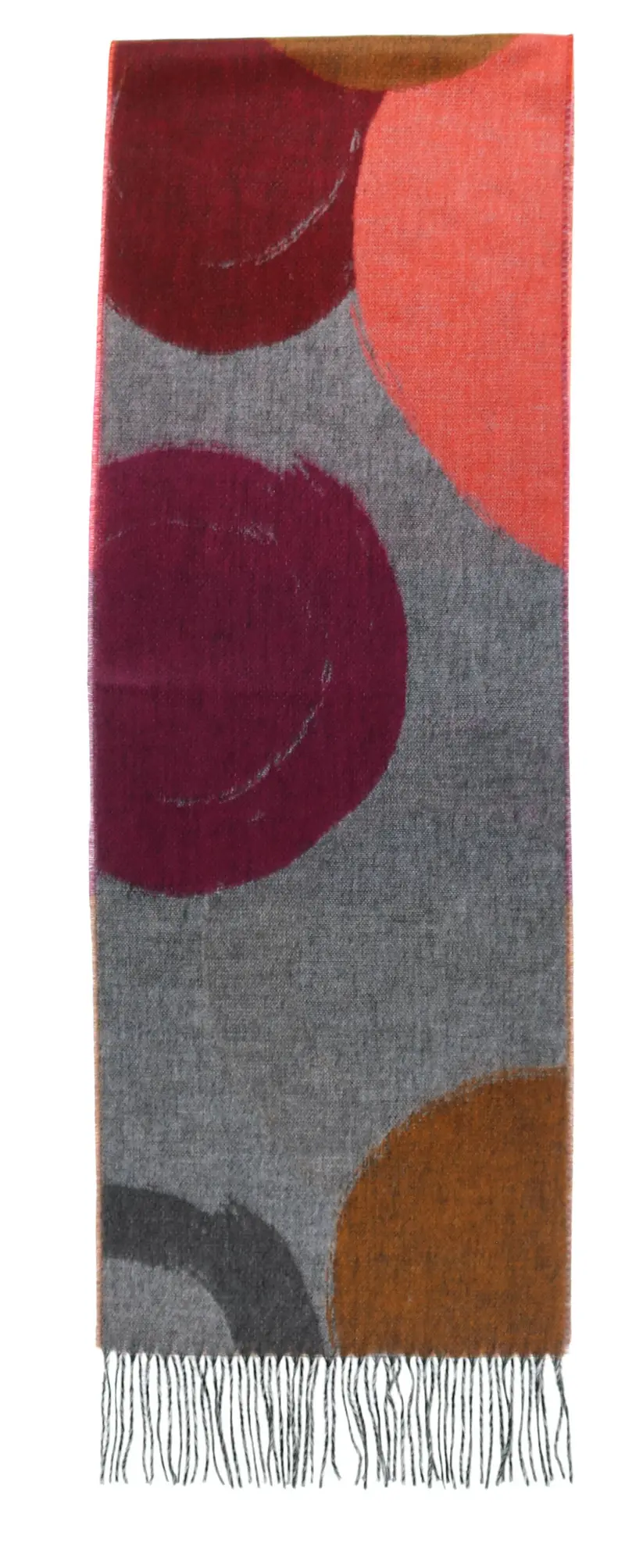 Fraas Brushstroke Circles Scarf In Brick Red 1