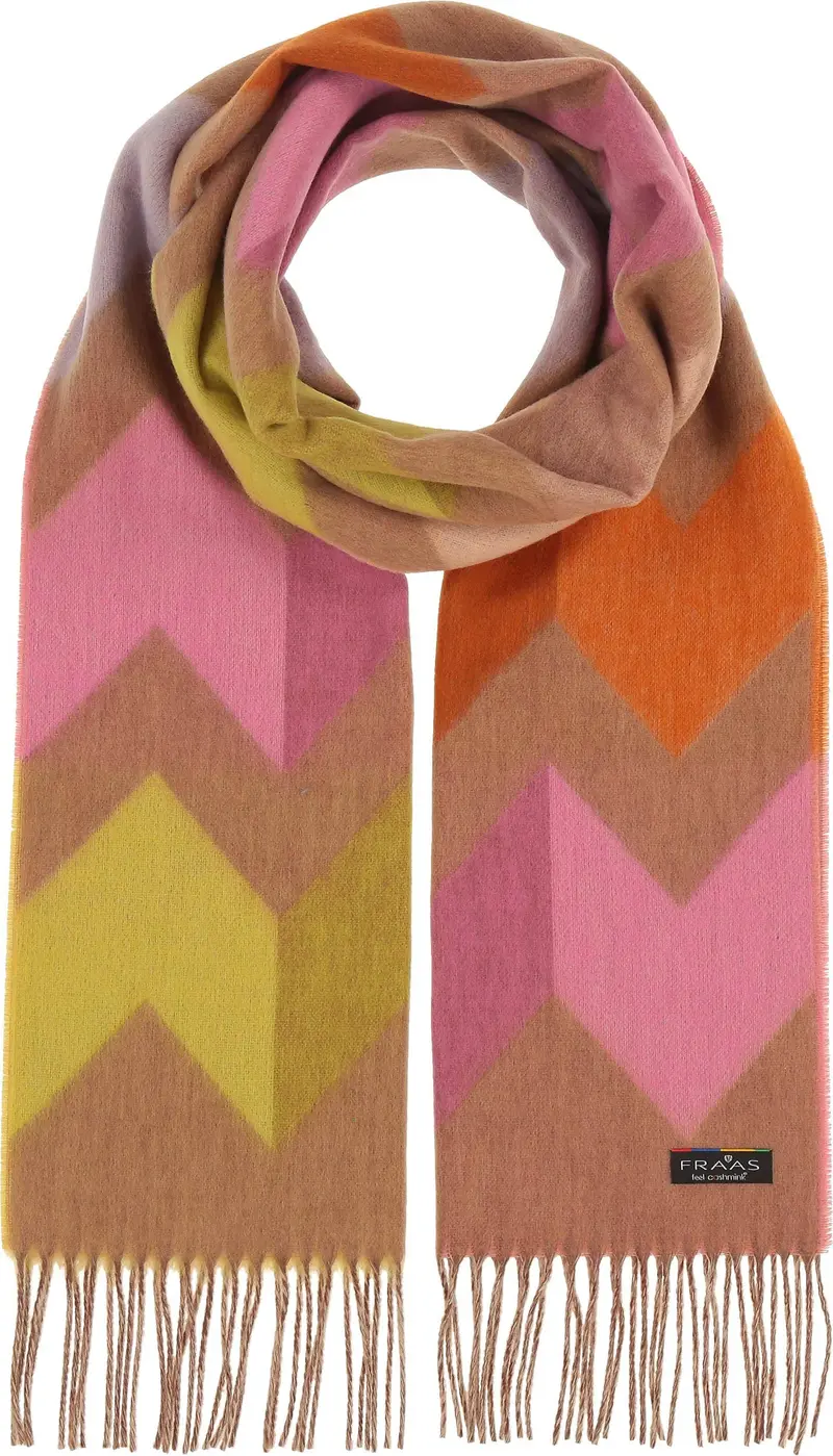 Fraas Chevron Zig Zag Eco Scarf In Camel 1
