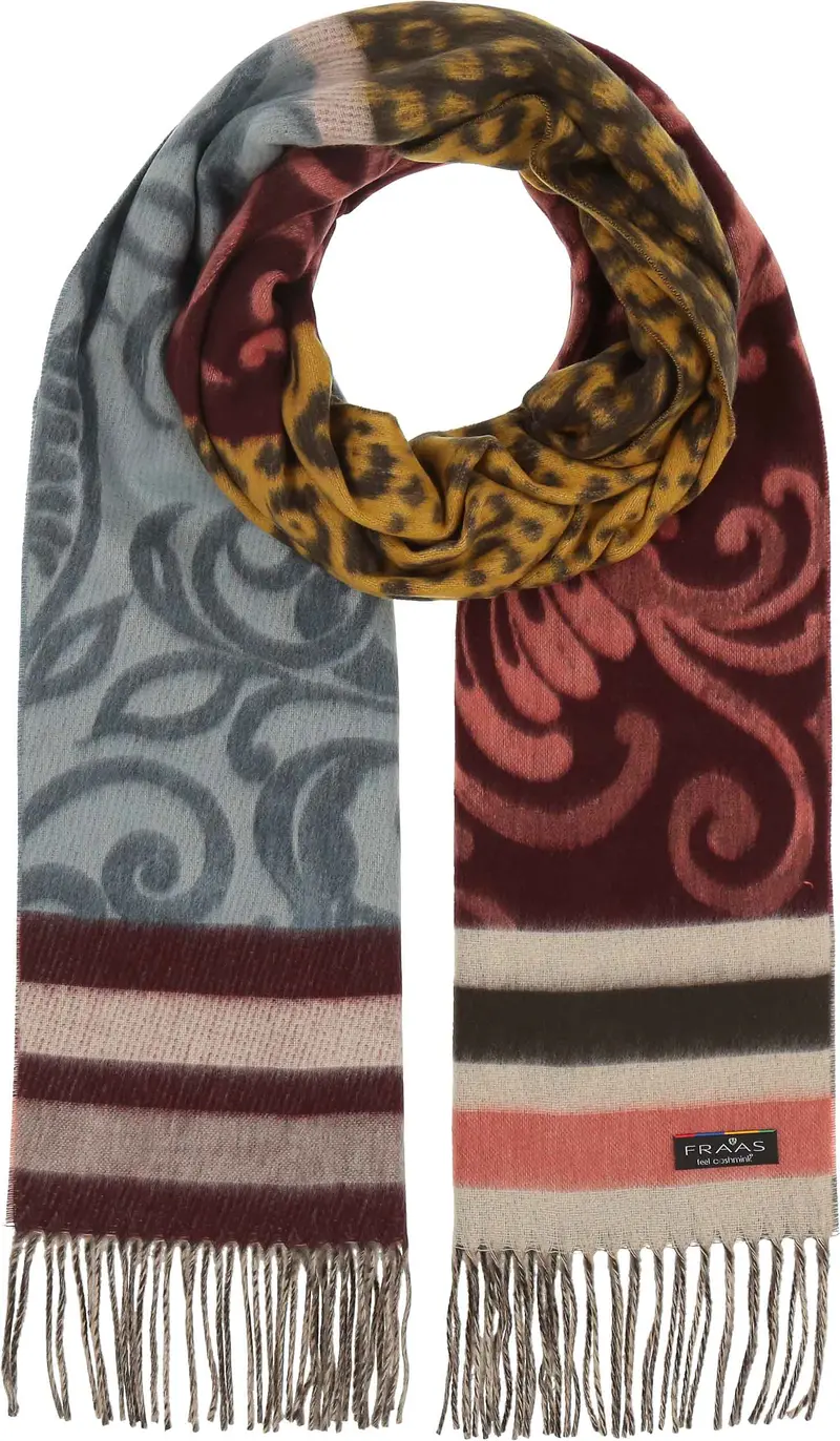Fraas Leopard Paisley Patchwork Scarf In Crystal Teal – The Scarf Company Designer Statement Piece 1