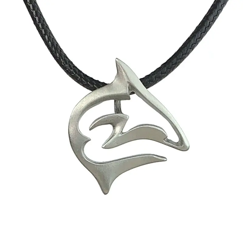 'Frenzy' Shark Pendant Necklace – Pewter On Adjustable Cord 1