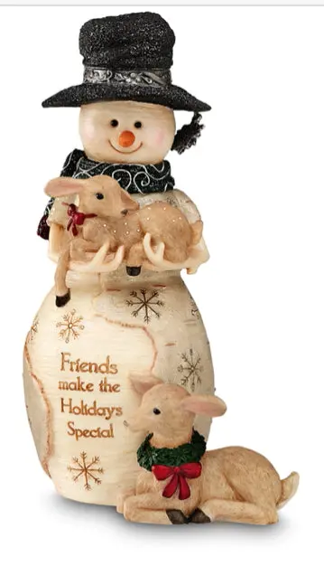 Friends Snowman Figurine Set – Cheerful 4" Matching Pair 1