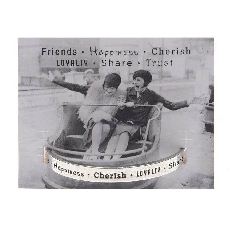 Friendship-Focused Cuff Bracelet – 'Friends • Happiness • Cherish' 1