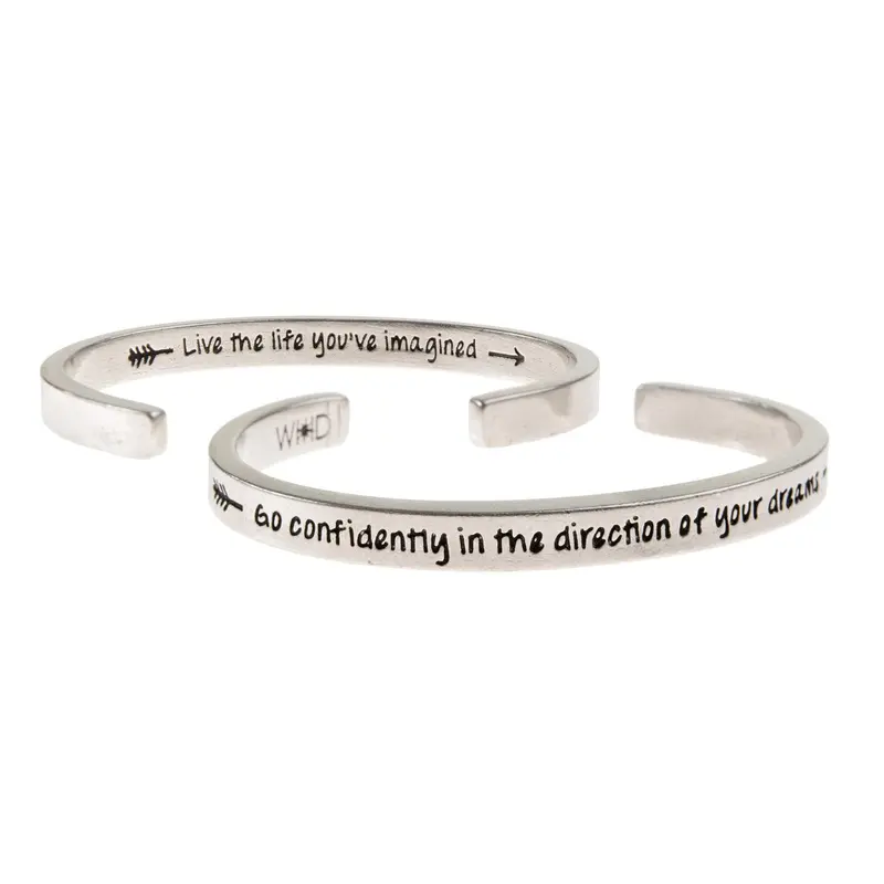 'Go Confidently In The Direction' Quote Cuff Bracelet 1