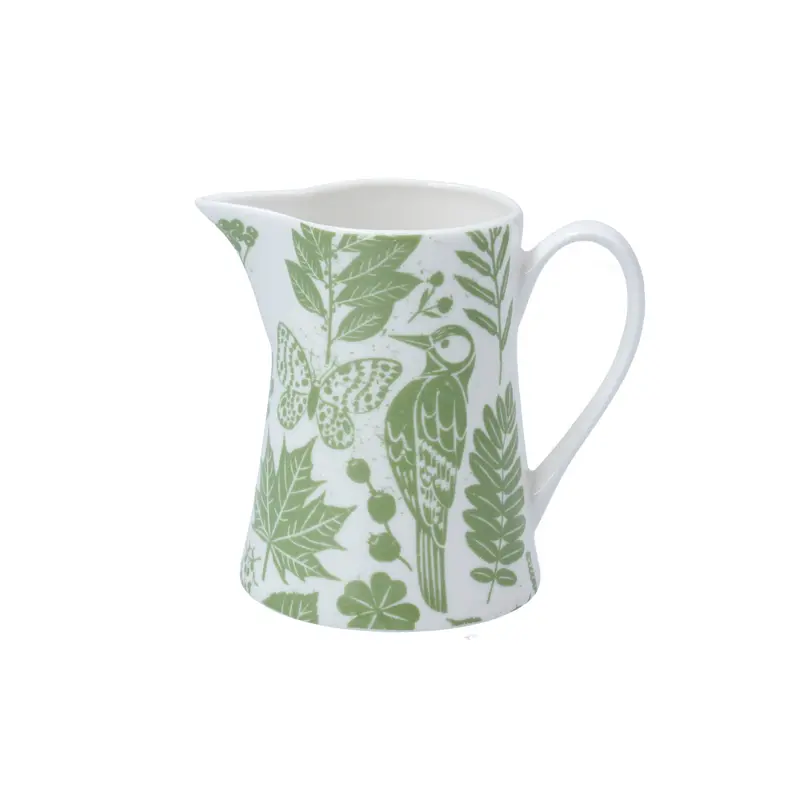 Green Glazed Garden Study Jug – Handcrafted Ceramic Vessel 1