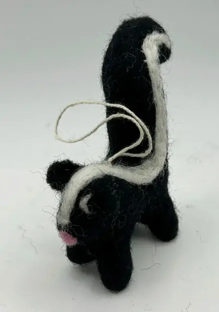 Hand-Felted Wool 'Skunk Seymour' Character Ornament 1