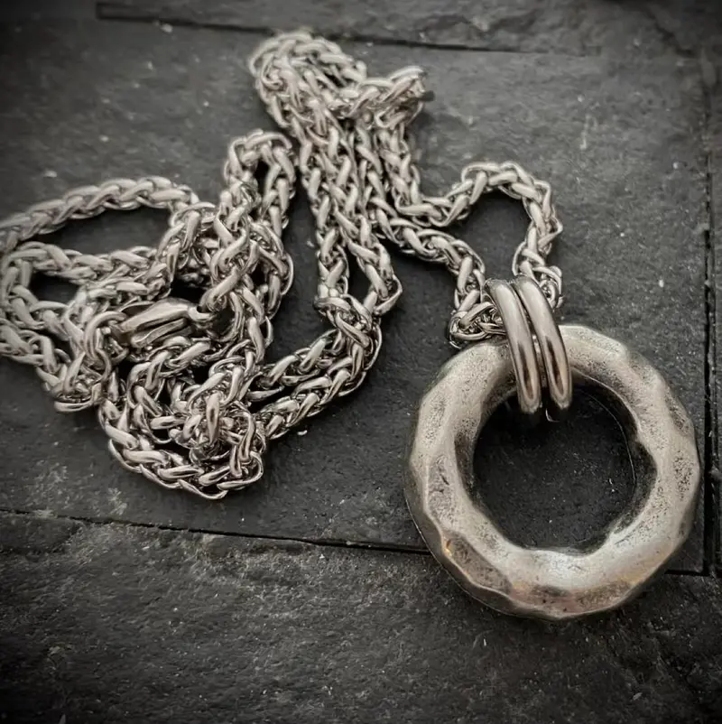 Handcrafted Hammered Pewter Ring Necklace – Made In Usa By Johnnygirl 1